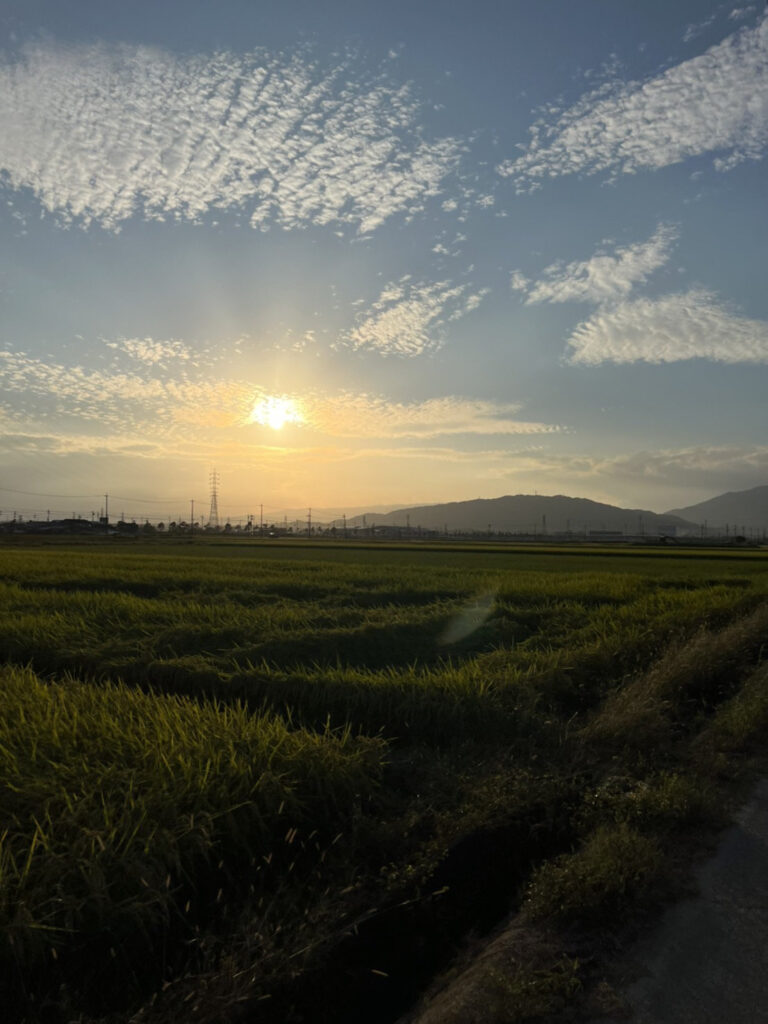 空と山と田んぼ、そして夕焼け。